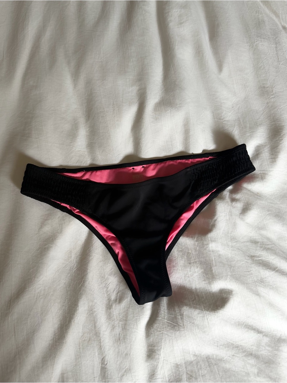 Victoria's Secret Black Bikini Bottoms with Pink Lining